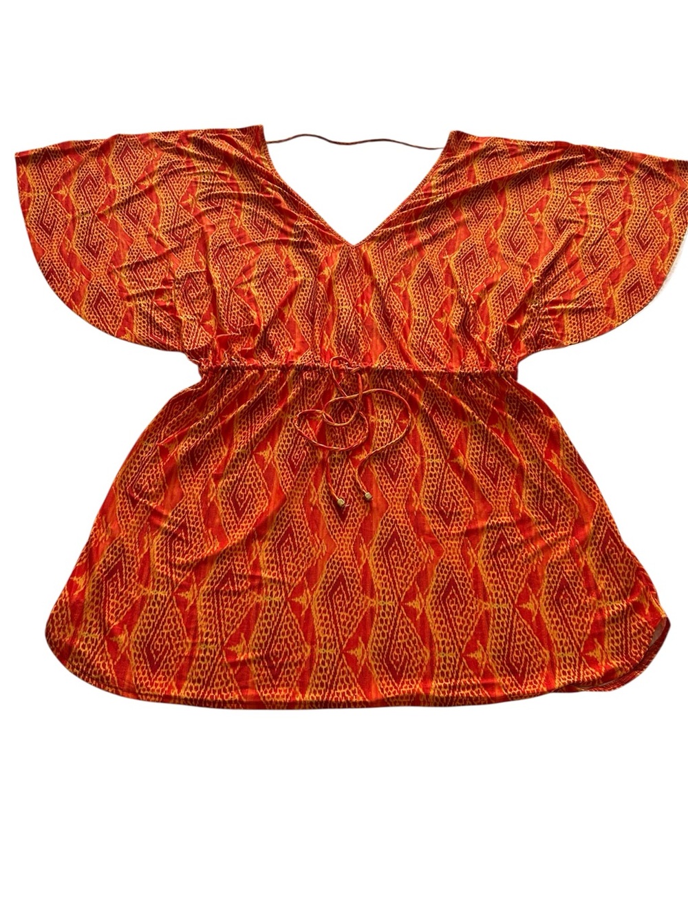 ViX Paula Hermanny Swim Coverup Orange Silky Resortwear Adjustable Waist Size M
